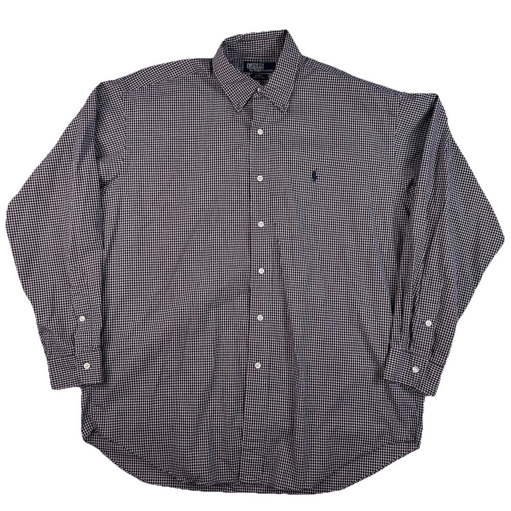 VTG Polo Ralph Lauren Blake Shirt Men's Size Large LS Plaid Button Down Red